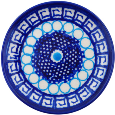 Polish Pottery Plate 4&quot; Tribal Blue