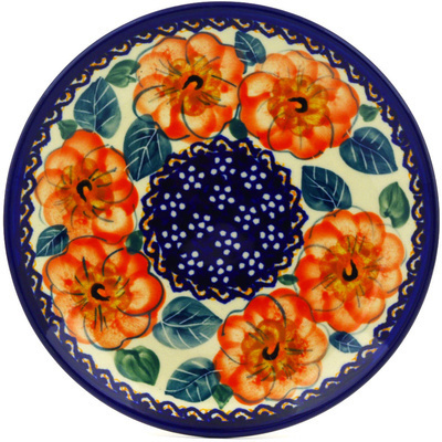 Polish Pottery Plate 6&quot; Begonia Fields UNIKAT