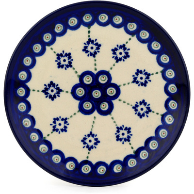 Polish Pottery Plate 6&quot; Blue Boutonniere