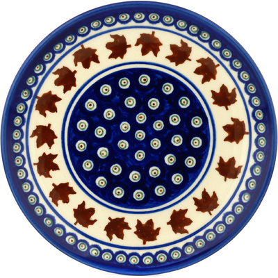 Polish Pottery Plate 7&quot; Autumn Leaves