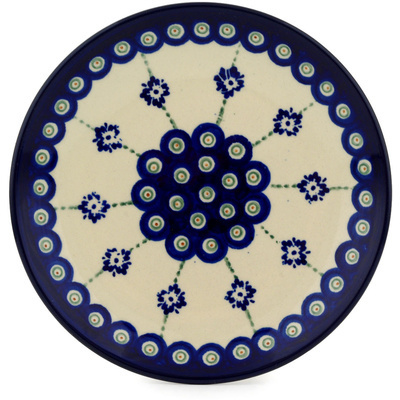 Polish Pottery Plate 7&quot; Blue Boutonniere