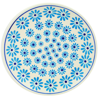 Polish Pottery Plate 7&quot; Blue Daisy Delight