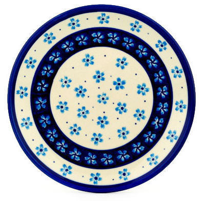 Polish Pottery Plate 7&quot; Blue Forget-me-nots