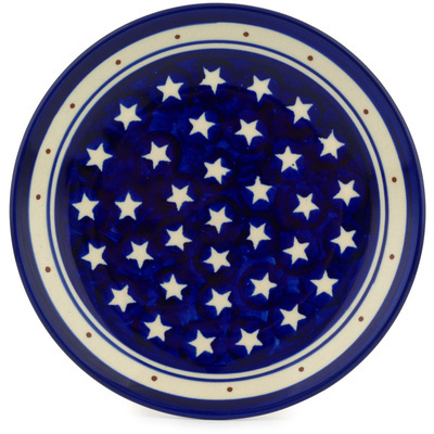 Polish Pottery Plate 7&quot; Blue Star Americana