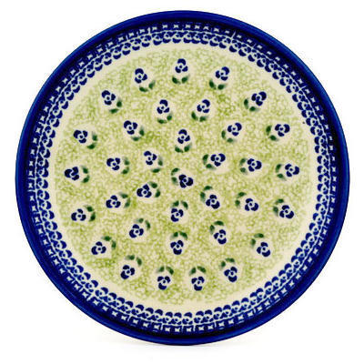 Polish Pottery Plate 7&quot; Blue Tulip Field
