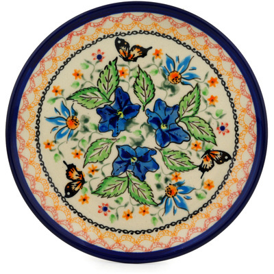 Polish Pottery Plate 7&quot; Butterfly Meadow UNIKAT