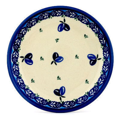 Polish Pottery Plate 7&quot; Dancing Blueberries