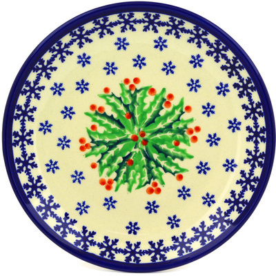 Polish Pottery Plate 7&quot; Holly Berries