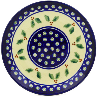 Polish Pottery Plate 7&quot; Holly Peacock