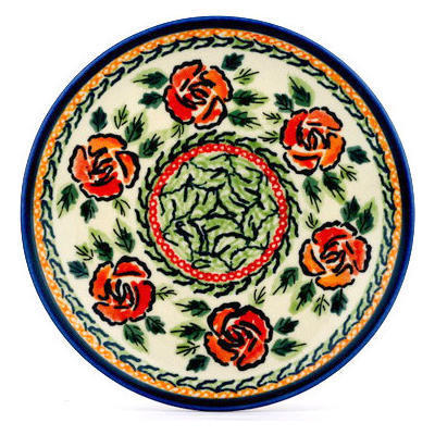 Polish Pottery Plate 7&quot; Holly Rose UNIKAT