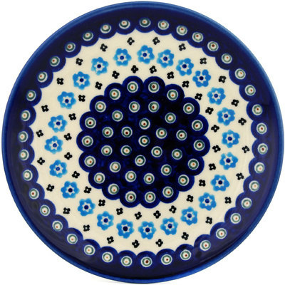 Polish Pottery Plate 7&quot; Peacock Poppy Chain