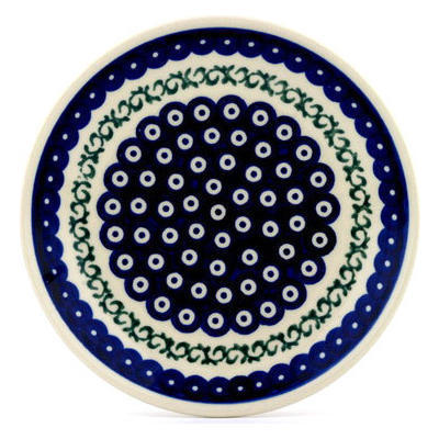 Polish Pottery Plate 7&quot; Peacock Vine