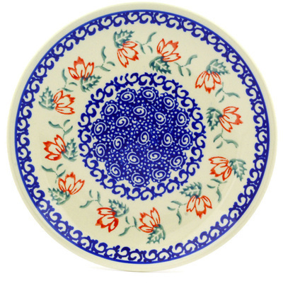 Polish Pottery Plate 7&quot; Red Daystar