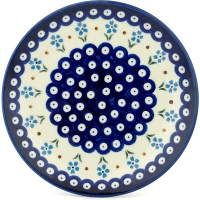 Polish Pottery Plate 7&quot; Sky Blue Daisy