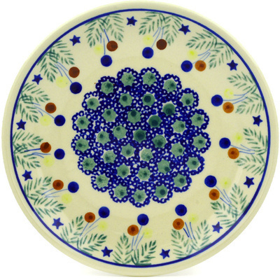 Polish Pottery Plate 7&quot; Stars And Holly Berries