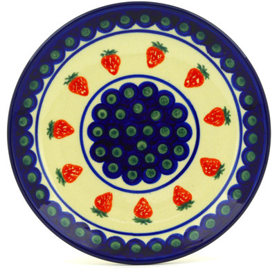 Polish Pottery Plate 7&quot; Strawberry Peacock