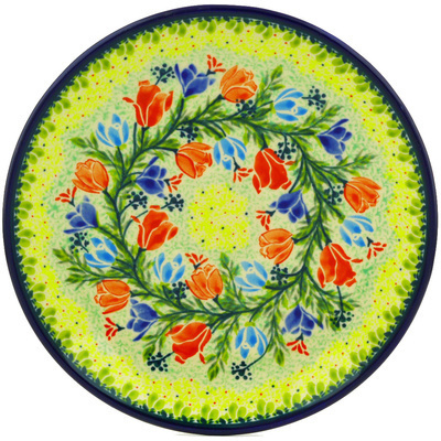 Polish Pottery Plate 7&quot; Sunshine Tulips UNIKAT