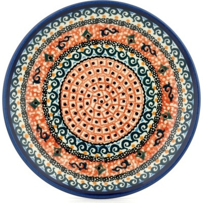 Polish Pottery Plate 7&quot; Terra Cotta UNIKAT