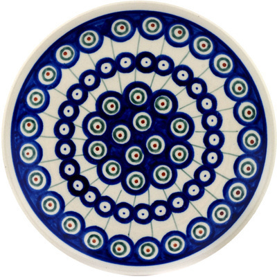 Polish Pottery Plate 7&quot; Traditional Peacock