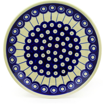 Polish Pottery Plate 7&quot; Traditional Peacock