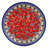 Polish Pottery Plate 7&quot; Wild Red Flowers UNIKAT