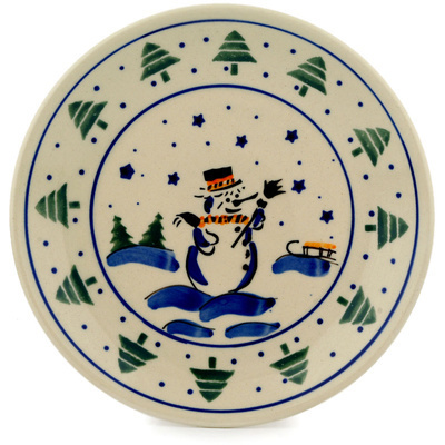 Polish Pottery Plate 7&quot; Winter Forest
