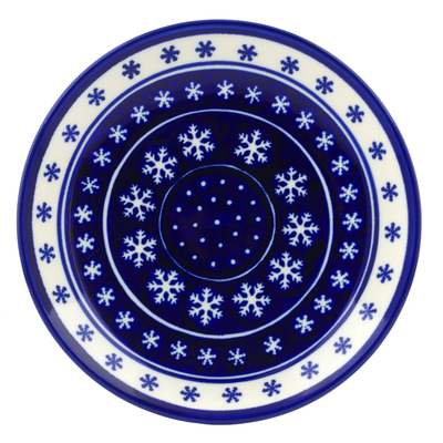 Polish Pottery Plate 7&quot; Winter Snowflakes