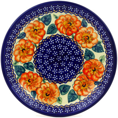 Polish Pottery Plate 8&quot; Begonia Fields UNIKAT