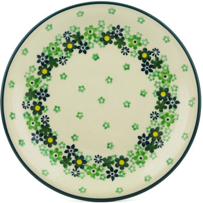 Polish Pottery Plate 8&quot; Green Wreath