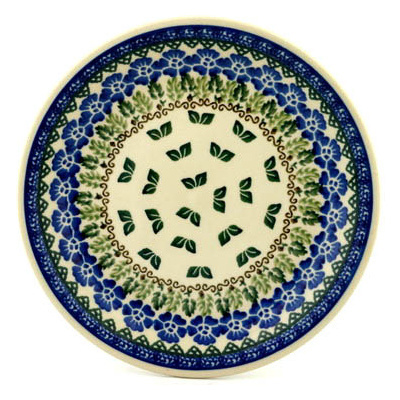 Polish Pottery Plate 8&quot; Leaves And Flowers