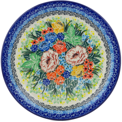 Polish Pottery Plate 8&quot; Mauve Bouquet UNIKAT