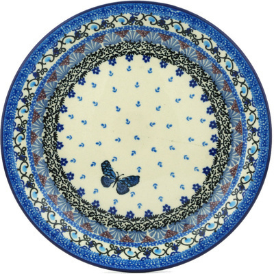 Polish Pottery Plate 8&quot; Solo Butterfly UNIKAT