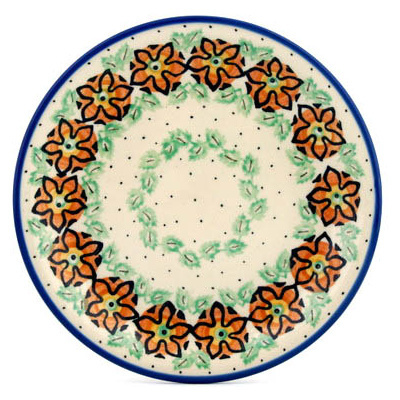 Polish Pottery Plate 8&quot; Starflower Wreath