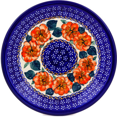 Polish Pottery Plate 9&quot; Begonia Fields UNIKAT