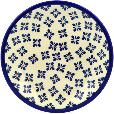 Polish Pottery Plate 9&quot; Black Gangam Flower