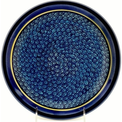 Polish Pottery Plate 9&quot; Blue Galaxy