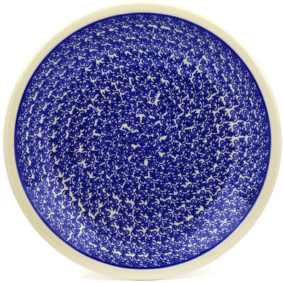 Polish Pottery Plate 9&quot; Blue Lace Vines