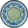 Polish Pottery Plate 9&quot; Blue Rose Trellis UNIKAT