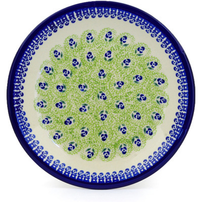 Polish Pottery Plate 9&quot; Blue Tulip Field