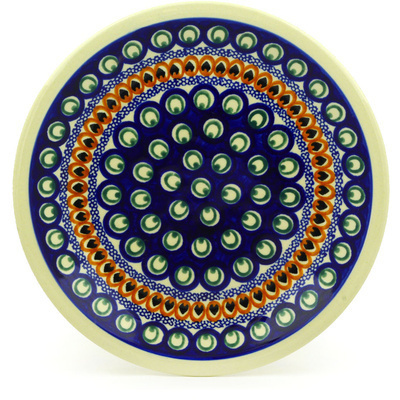Polish Pottery Plate 9&quot; Eyes Of The Peacock