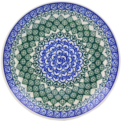 Polish Pottery Plate 9&quot; Fleur De Lis