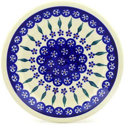 Polish Pottery Plate 9&quot; Flowering Peacock