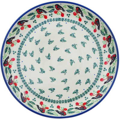 Polish Pottery Plate 9&quot; Holly Robin