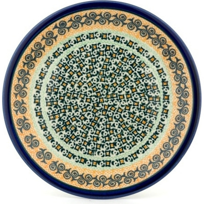 Polish Pottery Plate 9&quot; Mediterranean Swirl