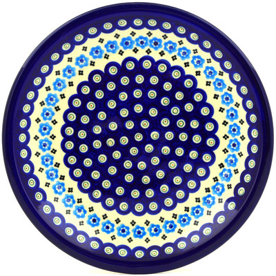 Polish Pottery Plate 9&quot; Peacock Poppy Chain