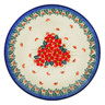 Polish Pottery Plate 9&quot; Pink Forget Me Not UNIKAT