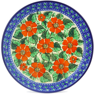 Polish Pottery Plate 9&quot; Poppy Pride UNIKAT