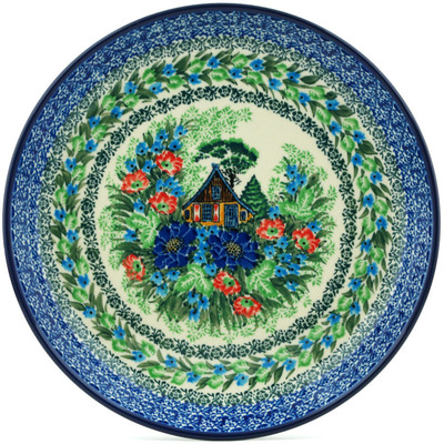 Polish Pottery Plate 9&quot; Springtime Chalet UNIKAT