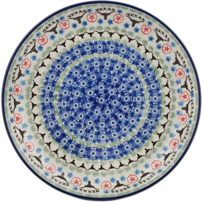 Polish Pottery Plate 9&quot; Texas Longhorns