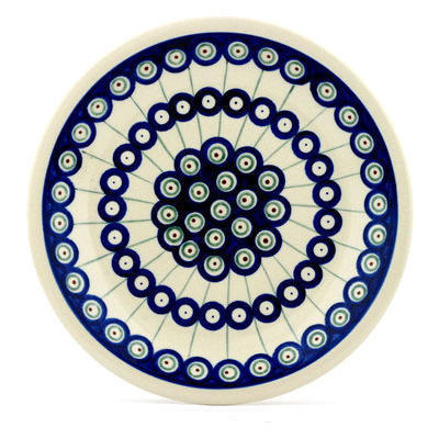 Polish Pottery Plate 9&quot; Traditional Peacock